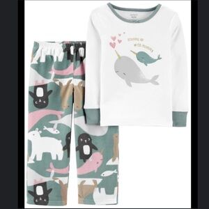 NWT Carter’s 2 Piece Fleece Pajamas Pj 3T Toddler Girl Winter Fall 3 New